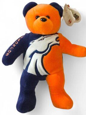 Denver Broncos NFL Team Beans Plush Bear 2000 Vintage Authentic Pigskin Beanie
